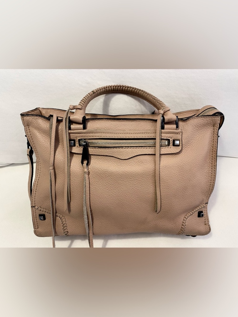 Rebecca Minkoff Leather Satchel Bag Nude Pink Regan handbag